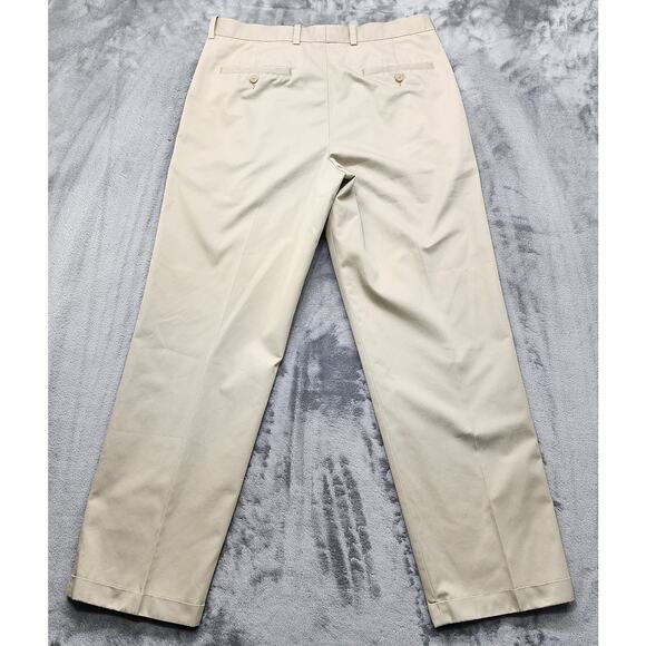 John W. Nordstrom Pants Mens 35W 31L Tan Khaki Smart Care Pleated Cuffed Office - Picture 2 of 11